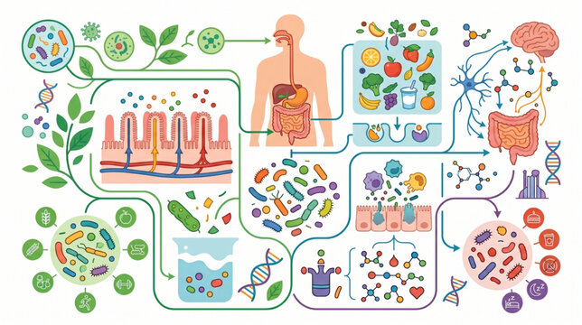 Gut Health Microbiome Digestive System Medical Infographic