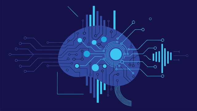 Futuristic AI Technology Vector Illustration with Neural Network and Digital Data Connections 