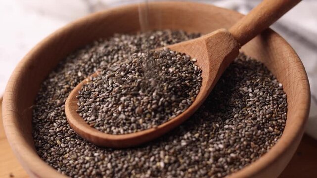 chia seeds on a light background. Useful supplements, super food, healthy food, veggie
