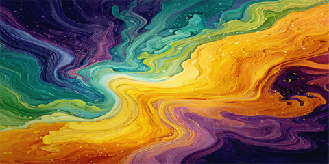 A vibrant abstract swirl of colors, resembling cosmic dust and nebulae, creates a dynamic and visually striking composition. © jaduuu