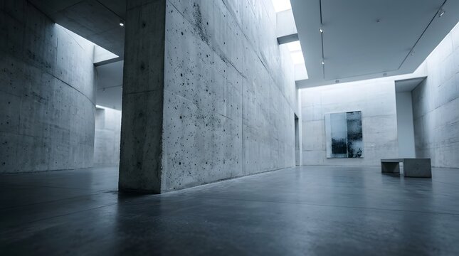 Minimalist modern concrete architectural interior space design