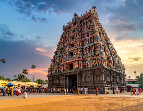 Meenakshi Amman Temple Madurai Colorful Gopuram Dravidian Architecture South India Iconic Temple Complex