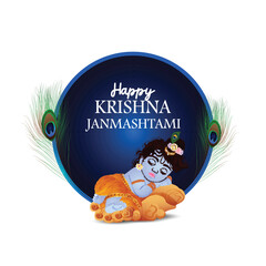 Fototapeta premium Indian festival happy janmashtami celebration background