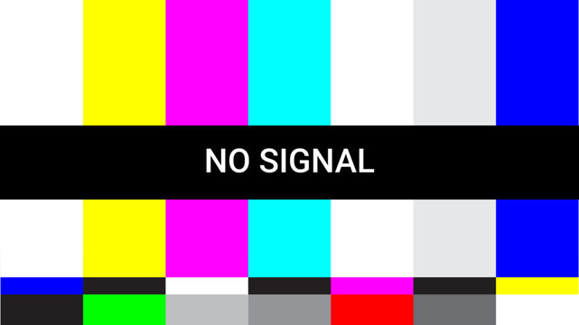 Vibrant Retro TV Error Screen no signal - Emergency Broadcast Warning No Signal