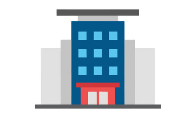 Naklejka premium Modern commercial building icon with clean lines and flat design isolated on a white background, architecture and business office concept