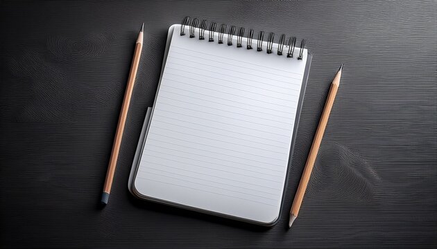 open notepad with lines and pencil ready for writing sketch blank page