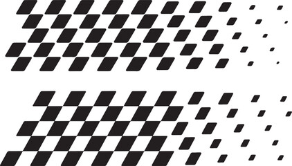Obraz premium Racing checkered flag checkered stripes set with black halftone pixel fade effect sports vehicle body wrap sticker design elements