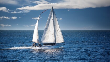 Fototapeta premium beautiful view of a racing sailboat in the ocean