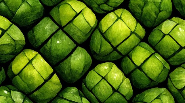 Vibrant Green Woven Texture &mdash; Close-Up of Interlaced Fibers in Rich Emerald Hues