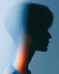 Obraz premium light leak portrait silhouette dreamy artistic photography style