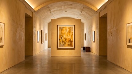 Fototapeta premium Modern art gallery interior featuring minimalist architectural design