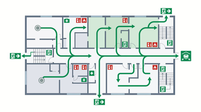 Detailed emergency evacuation plan with clear escape routes