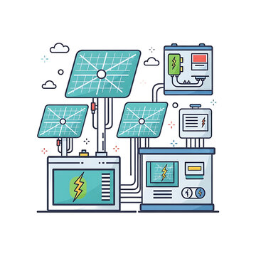 Solar panels energy system technology.