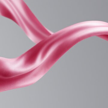 Pink ribbon banner floating in air with luxury glossy reflections, elegant decorative design