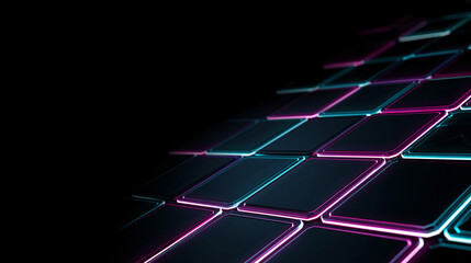 Obraz premium Abstract Futuristic Neon Grid Pattern with Pink and Cyan Lights