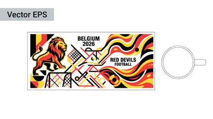 Fototapeta premium Belgium Football World Cup 2026 Technical Mug Template