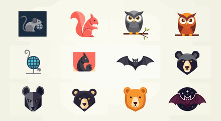 Pixel Art Forest Animals and Bat Icons Collection © Firman