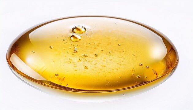 yellow bubble oil or face serum isolated on white background beauty and skincare abstract drop of liquid for design drop of jojoba or argan oil