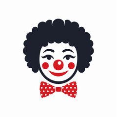 Fototapeta premium Clown Face Icon with Red Bowtie