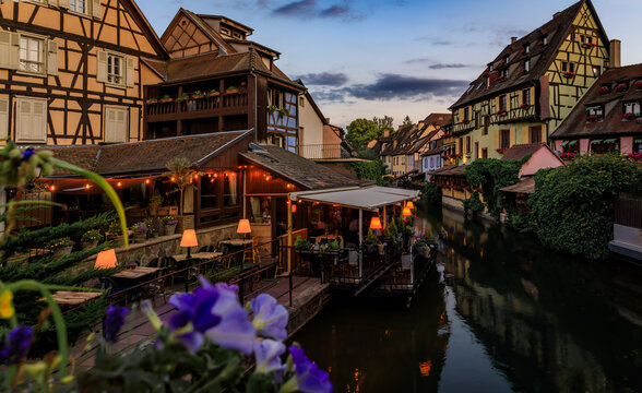 Half timbered houses by canals of Little Venice in Colmar, France