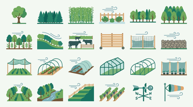 Vector Icons Set of agricultural and environmental farming icons. EPS Editable