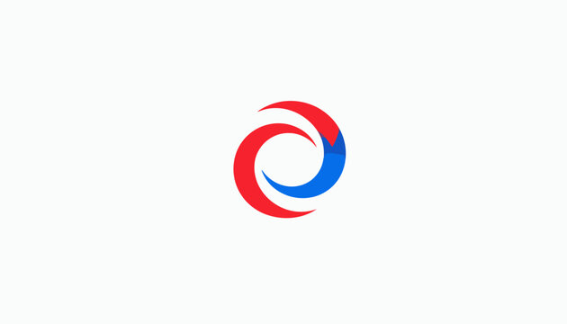 Red and blue swirl logo symbol.