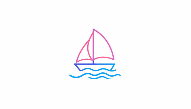 Sailboat on Water with Sails.