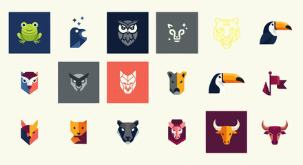 Fototapeta premium Collection of Modern Animal Logos and Icons