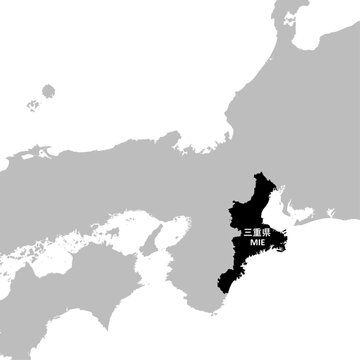 イラスト素材日本地図：三重県,関西地方,近畿地方,都道府県