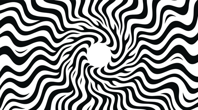 Sun rays optical illusion with black and white swirling patterns