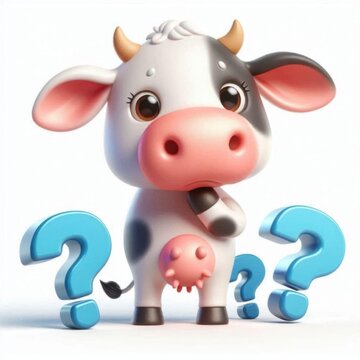 Funny cow cartoon cute character 3d design element