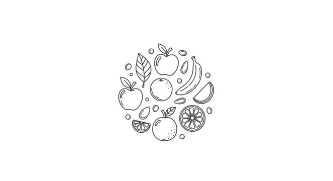 Variety of Fresh Fruit Illustration.
