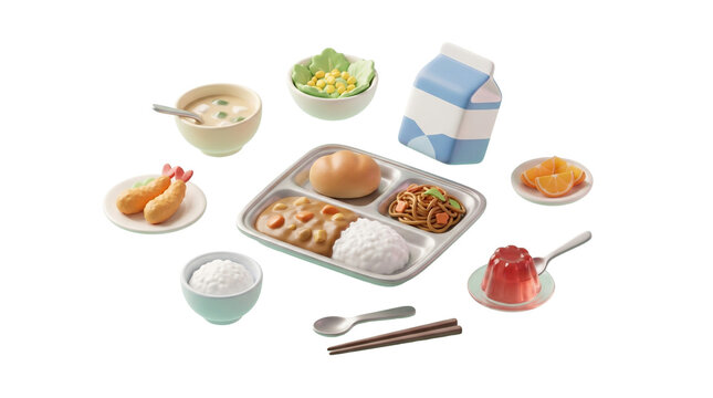 給食の3D素材