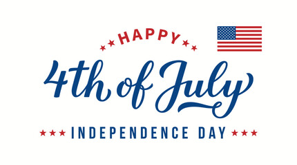Fototapeta premium Happy 4th of July Independence Day design with patriotic typography, American flag, and celebratory red, white, and blue elements
