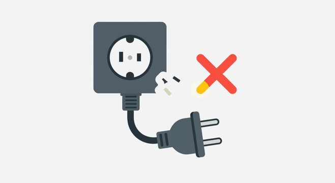 Broken electrical plug and socket, concept of power failure or disconnection