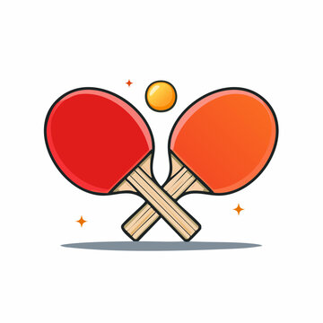 Ping Pong Paddles and Ball Illustration