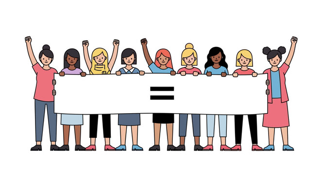 Diverse Women Holding Equality Sign for Social Justice Protest