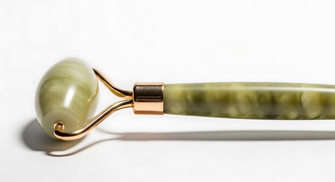 Jade facial roller for skin care.