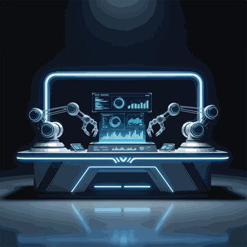 Robotic Factory Control Console with Dual Manipulators