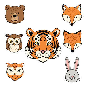 Tiger and Forest Animal Faces Collection