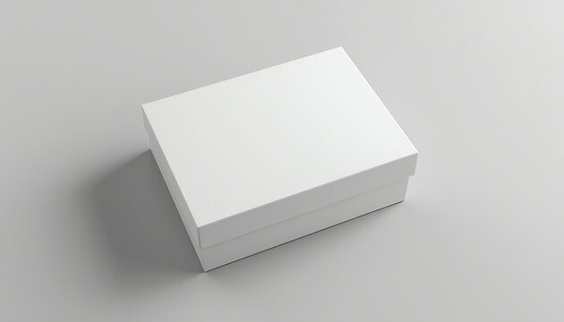 Square box mock up isolated on white background - high angle view