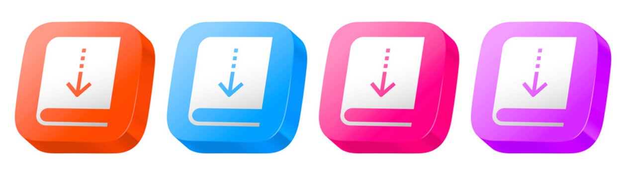 Colorful borrow book buttons for electronic funds management, featuring a 3D glossy icon set in pink, purple, blue, and orange.