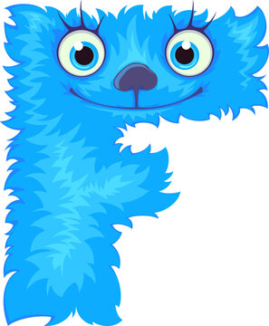 Alphabet letter F.  Font of cute monster.