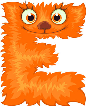 Alphabet letter E.  Font of cute monster.