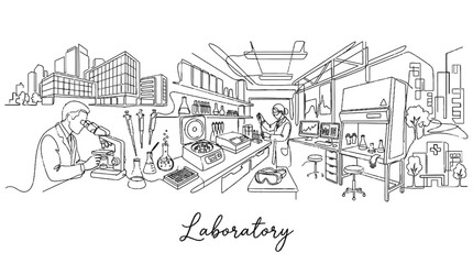 Naklejka premium Modern scientific laboratory equipped with advanced instruments and research facilities for innovative experiments in a city