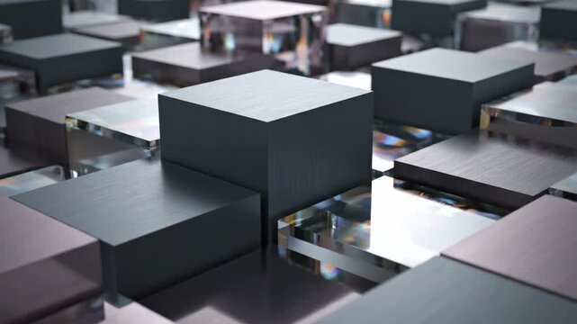 Abstract futuristic cubes filling a modern digital space