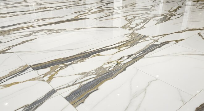 Elegant White Marble with Striking Gold and Grey Veins.