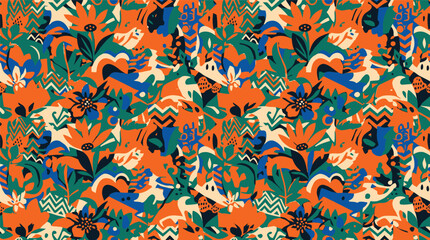 Obraz premium Vibrant Abstract Tropical Floral Pattern Seamless Design