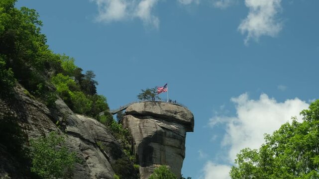 Chimney Rock and the American flag