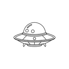Fototapeta premium UFO Flying Saucer Cartoon Outline
